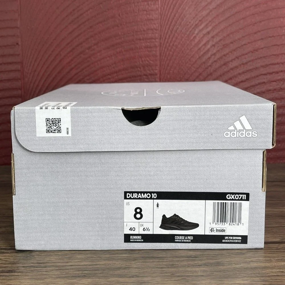 Adidas Duramo 10 GX0711 Running Shoes Black & Iron‎ Metallic Womens Sz 8 NEW